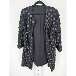 Chelsea & Theodore Black Spotted Long Sleeve Open Front Jacket Sz 1X
